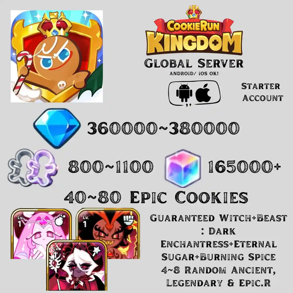 Dark Cacao Server | 360~380K DM, Witch + Beast : Dark Enchantress + Eternal Sugar + Burning Spice