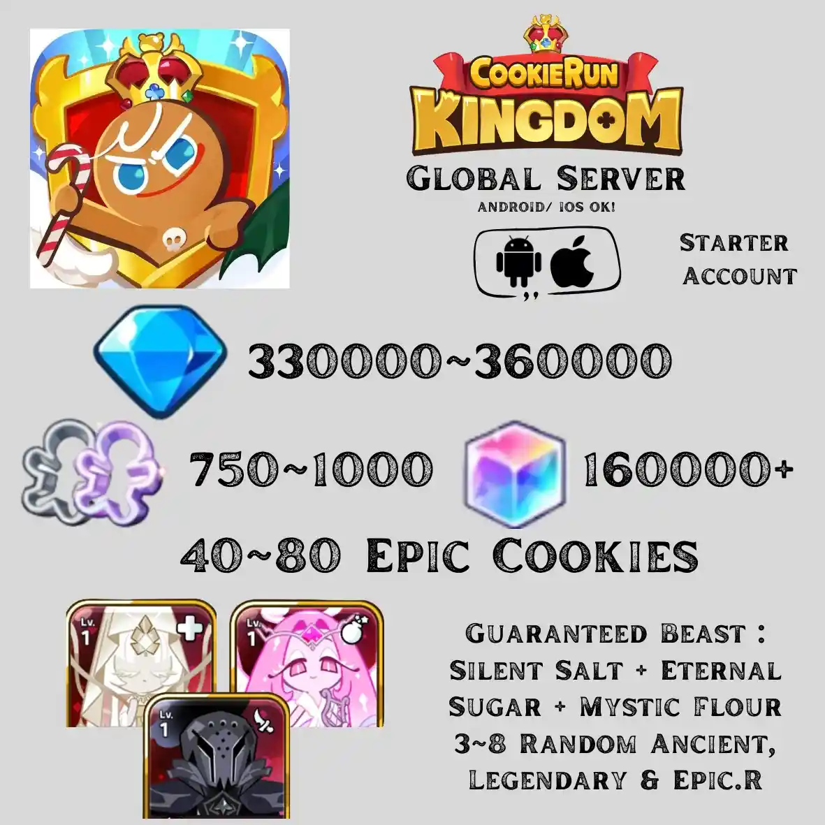 Dark Cacao Server | 330~360K DM, 3 Beast : Silent Salt + Eternal Sugar + Mystic Flour