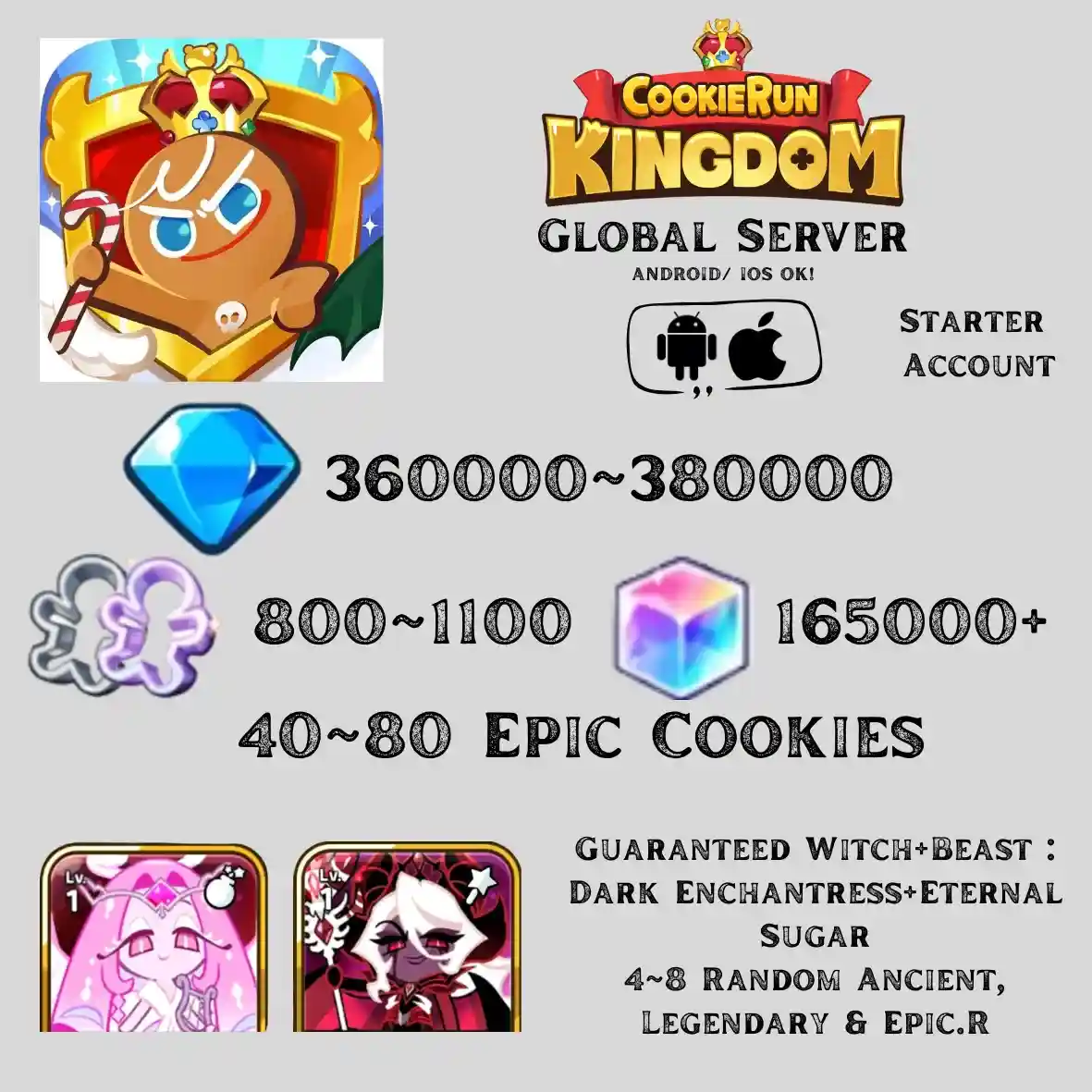 Dark Cacao Server | 360~380K DM, Witch + Beast : Dark Enchantress + Eternal Sugar